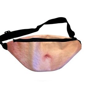 Dad Body Fanny Pack Waist Belt Bum Bag 3D Funny Hairy Beer Fat Belly Gag Gift